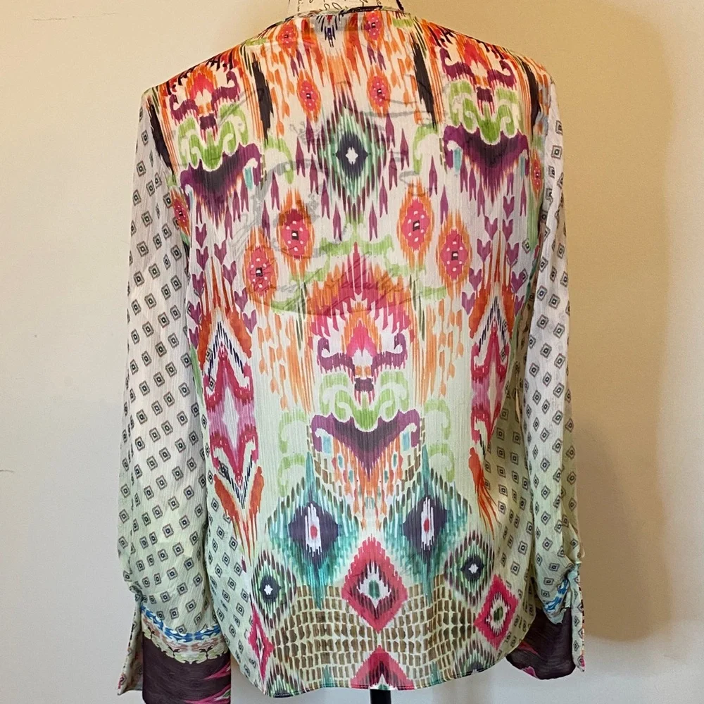 Zara Multicolor Patterned Button Down Top - Picture 4 of 4